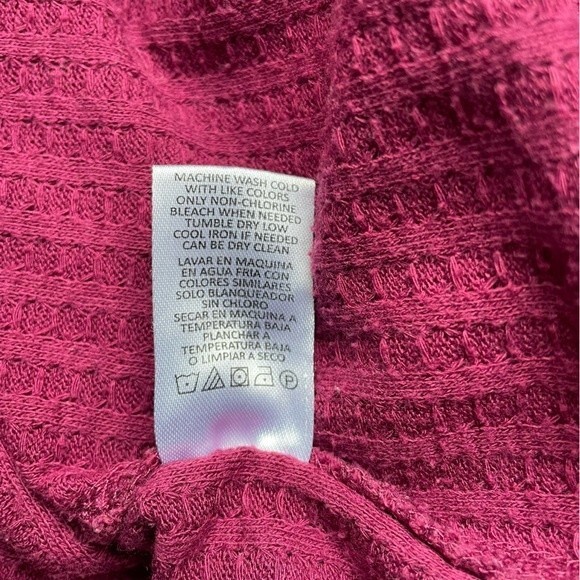 Chaser Waffle Knit Pullover Hoodie Curved Hem Top Raspberry Women’s Size Small - Picture 9 of 10